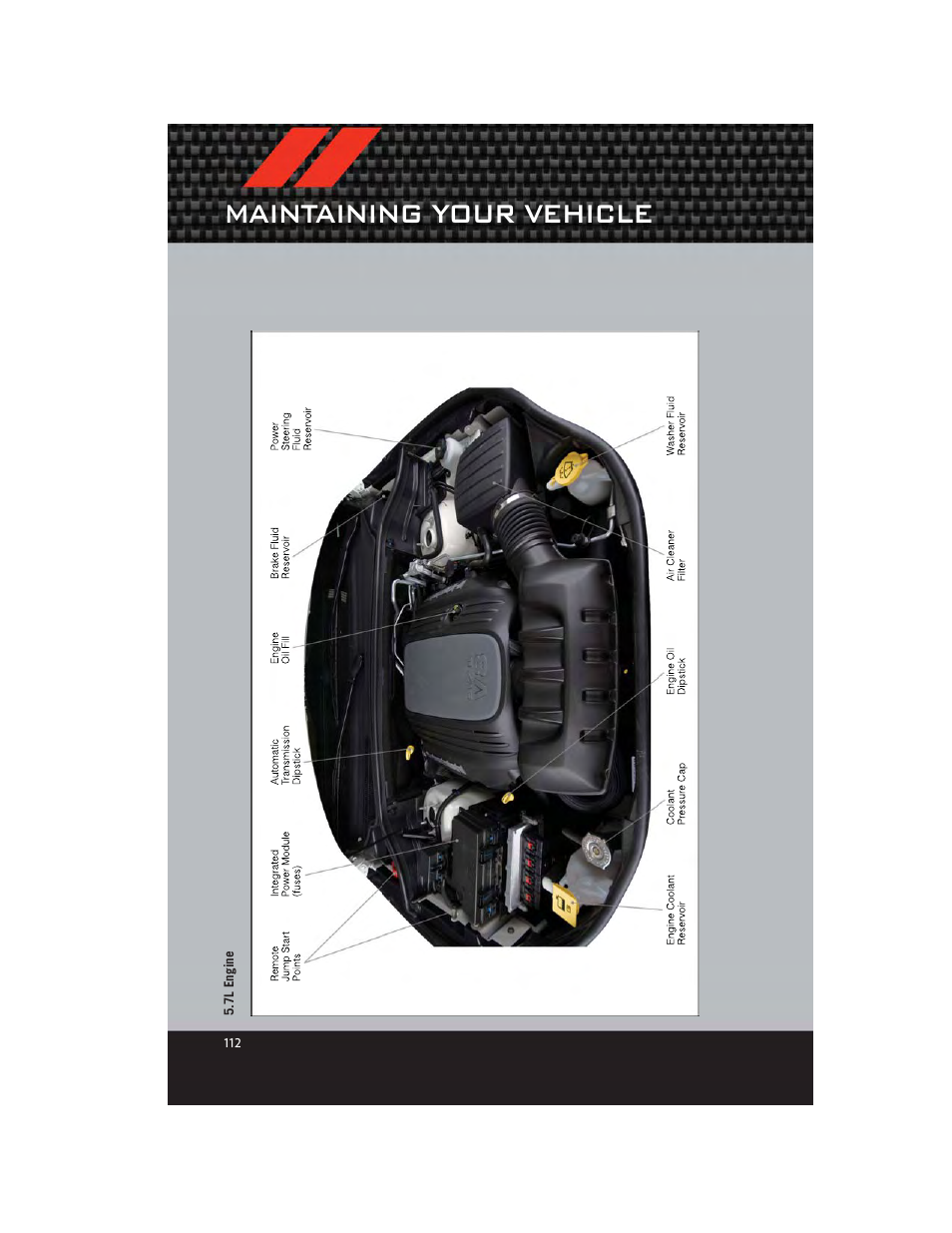 7l engine, Maintaining your vehicle | Dodge 2012 Durango - User Guide User Manual | Page 114 / 140