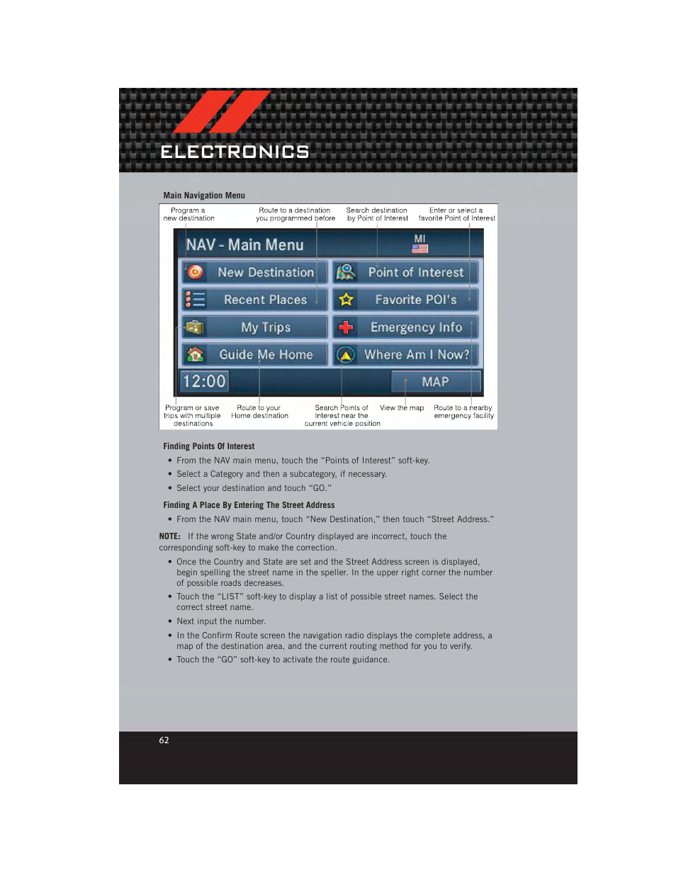 Electronics | Dodge 2012 Durango - User Guide User Manual | Page 64 / 140