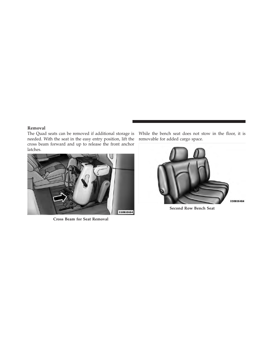 Second row bench seat — if equipped | Dodge 2012 Grand_Caravan - Owner Manual User Manual | Page 187 / 643