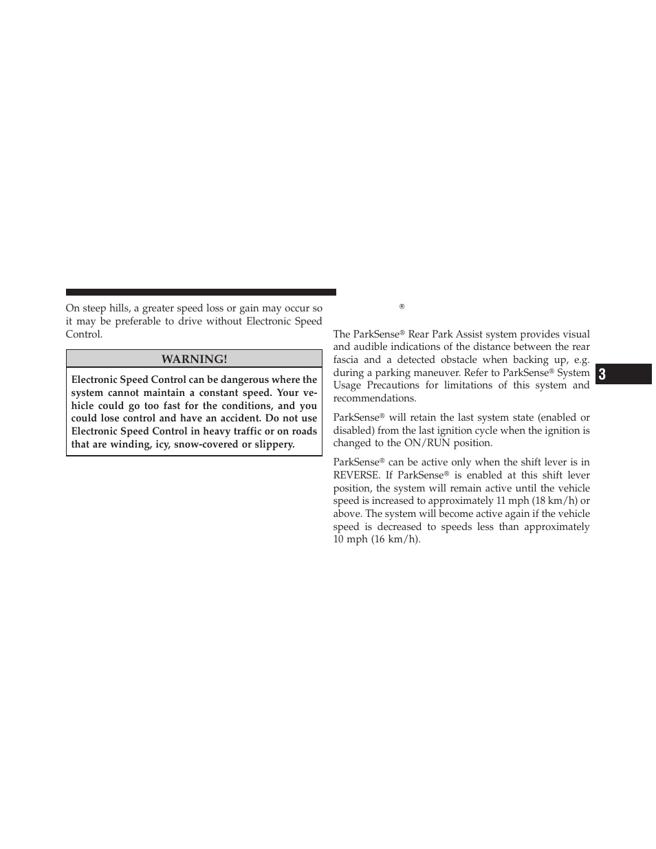 Parksenseĥ rear park assist — if equipped, Parksense௡ rear park assist — if equipped | Dodge 2012 Grand_Caravan - Owner Manual User Manual | Page 218 / 643