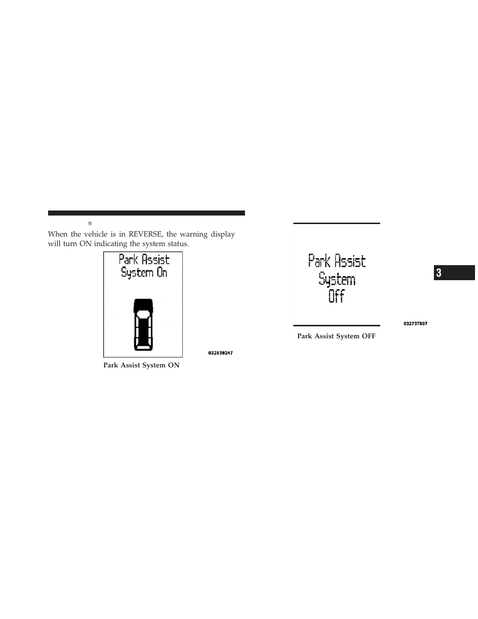 Parksenseĥ display, Parksense௡ display | Dodge 2012 Grand_Caravan - Owner Manual User Manual | Page 220 / 643