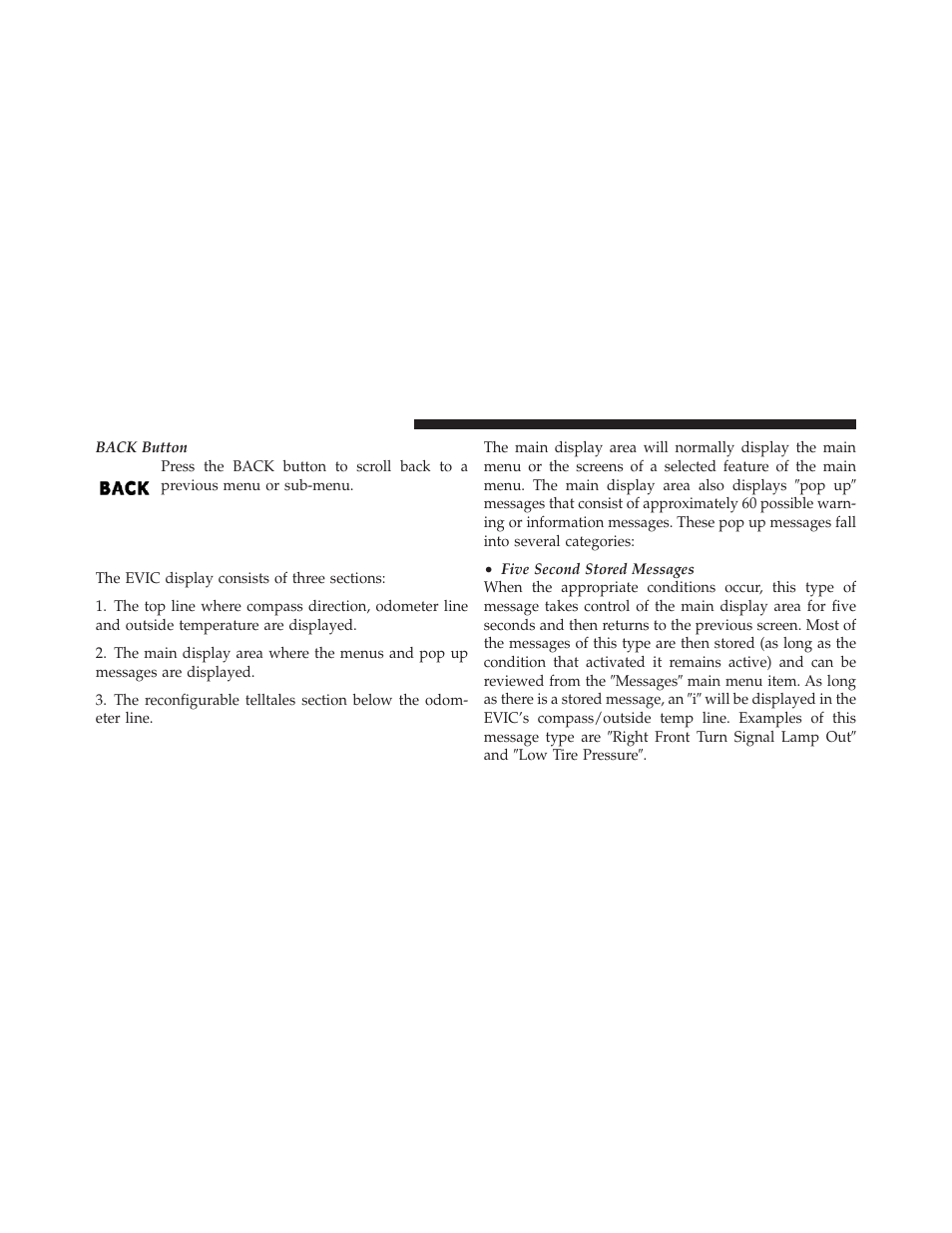 Electronic vehicle information center, Evic) displays | Dodge 2012 Grand_Caravan - Owner Manual User Manual | Page 305 / 643