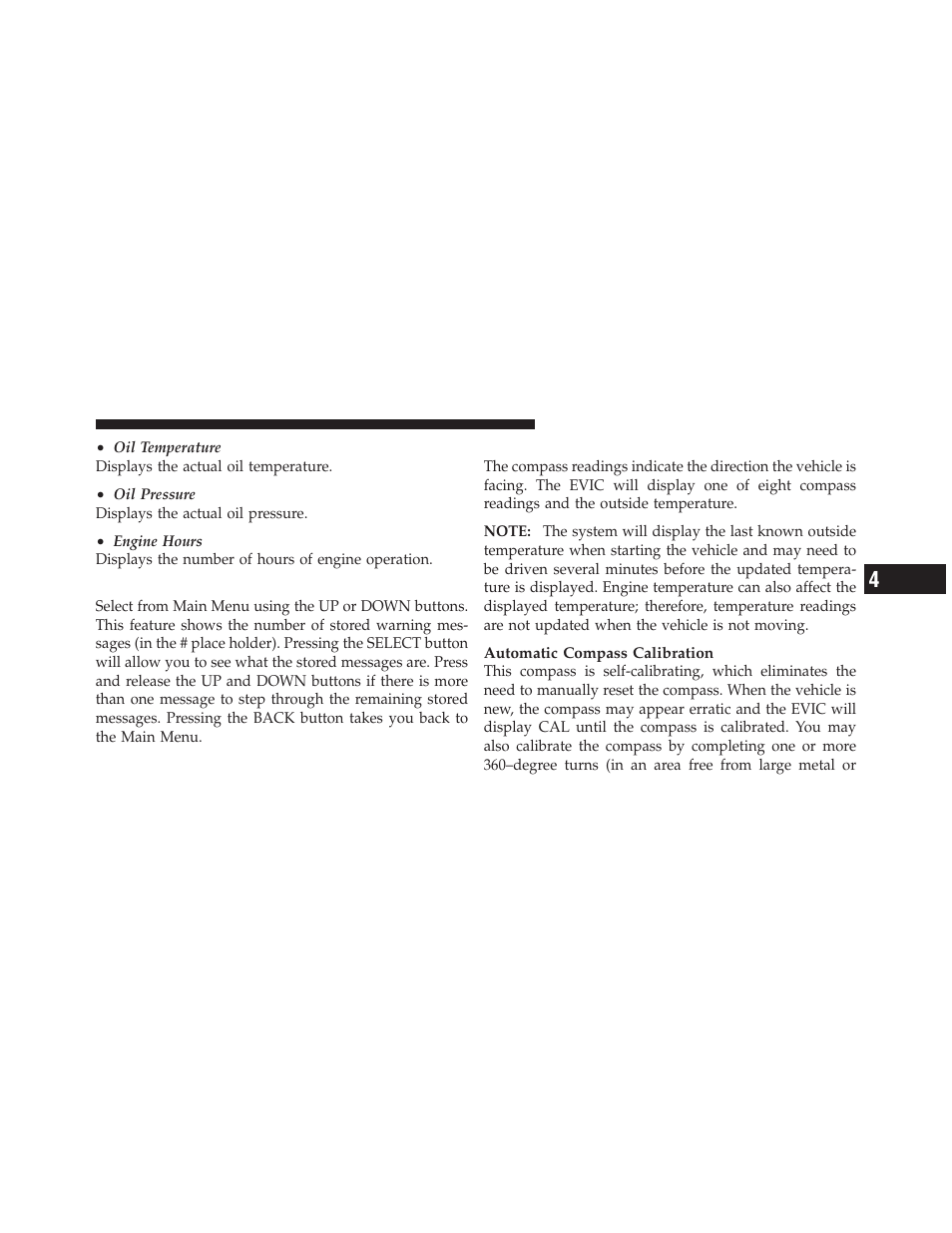 Messages, Compass / temperature display | Dodge 2012 Grand_Caravan - Owner Manual User Manual | Page 316 / 643