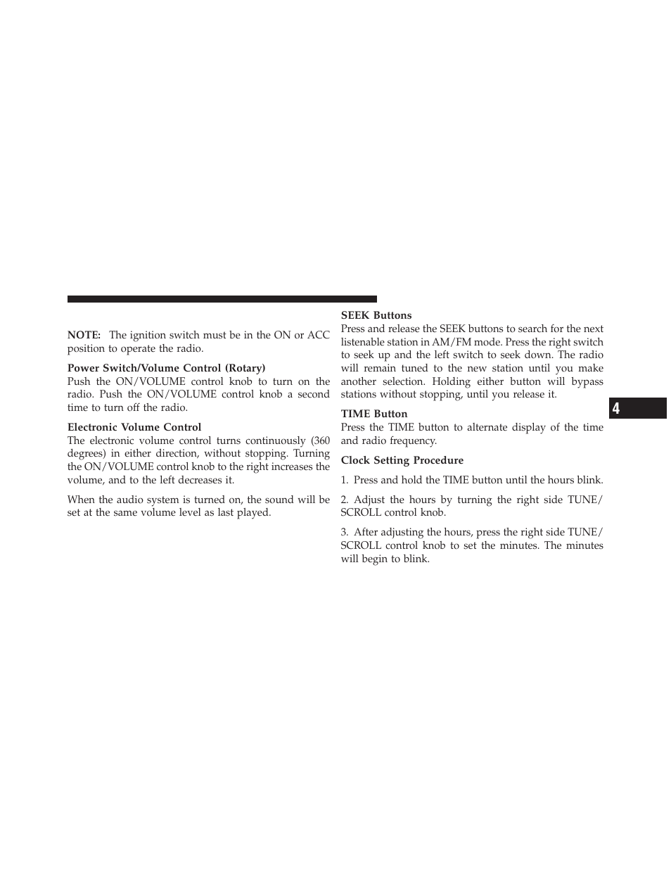 Operating instructions — radio mode | Dodge 2012 Grand_Caravan - Owner Manual User Manual | Page 326 / 643