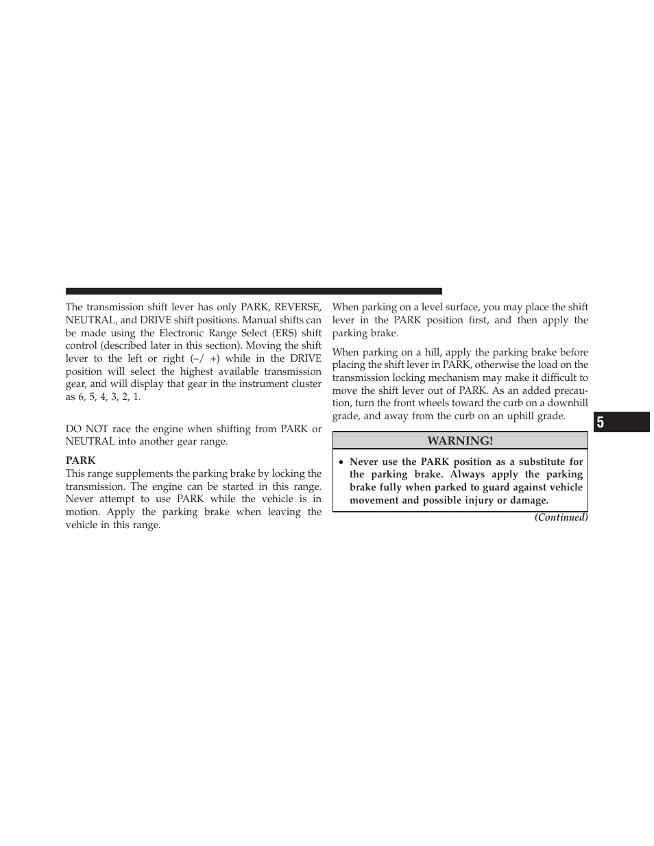 Gear ranges | Dodge 2012 Grand_Caravan - Owner Manual User Manual | Page 430 / 643