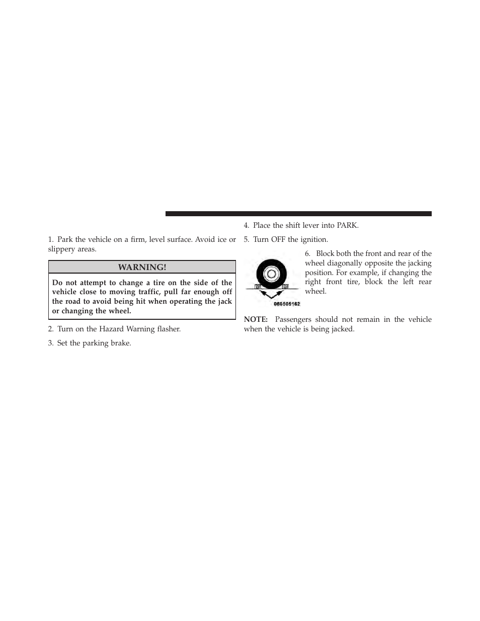 Preparations for jacking | Dodge 2012 Grand_Caravan - Owner Manual User Manual | Page 525 / 643