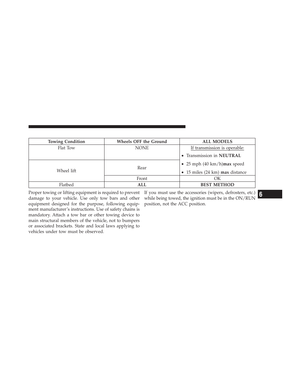 Towing a disabled vehicle | Dodge 2012 Grand_Caravan - Owner Manual User Manual | Page 542 / 643