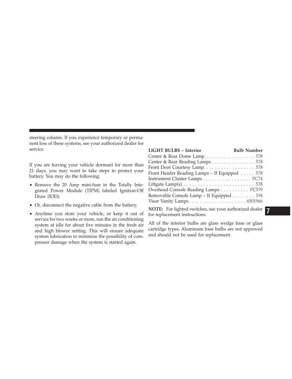 Vehicle storage, Replacement bulbs | Dodge 2012 Grand_Caravan - Owner Manual User Manual | Page 588 / 643