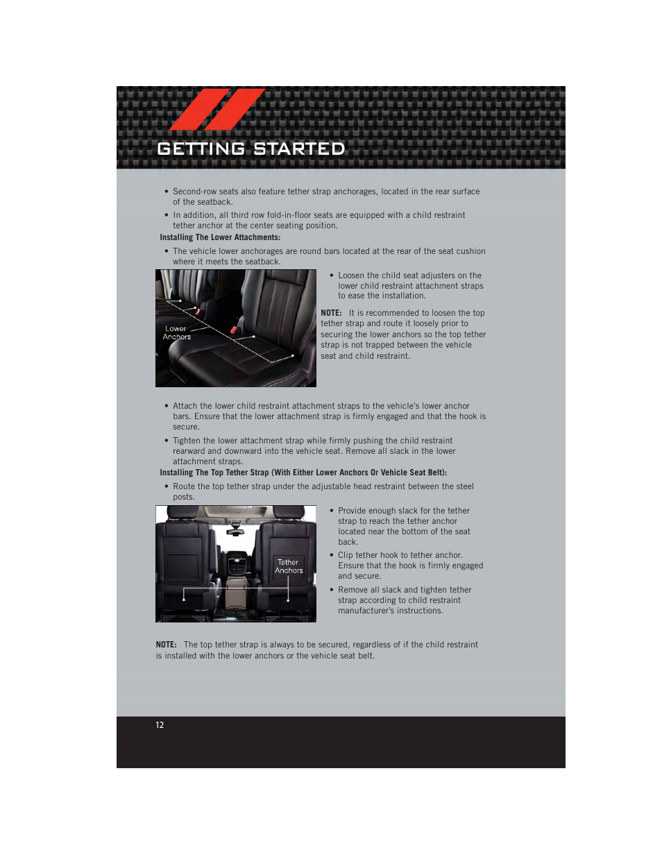 Getting started | Dodge 2012 Grand_Caravan - User Guide User Manual | Page 14 / 132