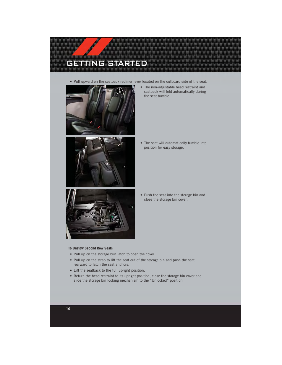 Getting started | Dodge 2012 Grand_Caravan - User Guide User Manual | Page 18 / 132