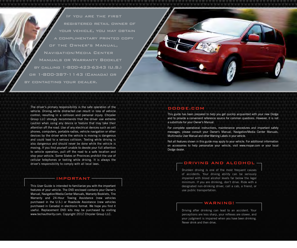 Dodge 2012 Grand_Caravan - User Guide User Manual | Page 2 / 132