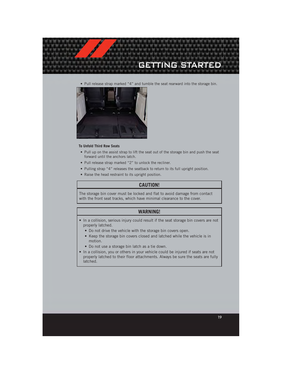 Getting started | Dodge 2012 Grand_Caravan - User Guide User Manual | Page 21 / 132