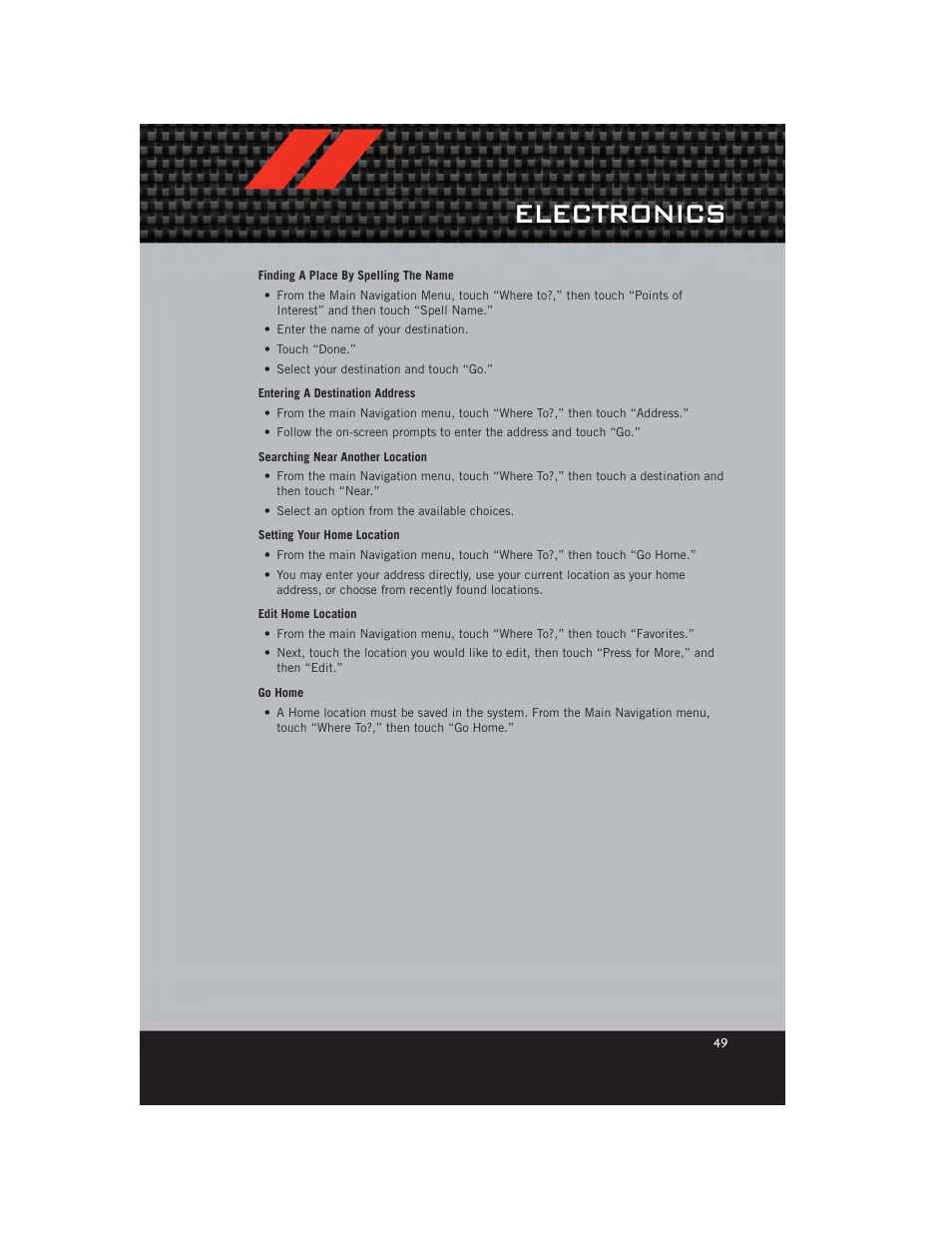 Electronics | Dodge 2012 Grand_Caravan - User Guide User Manual | Page 51 / 132