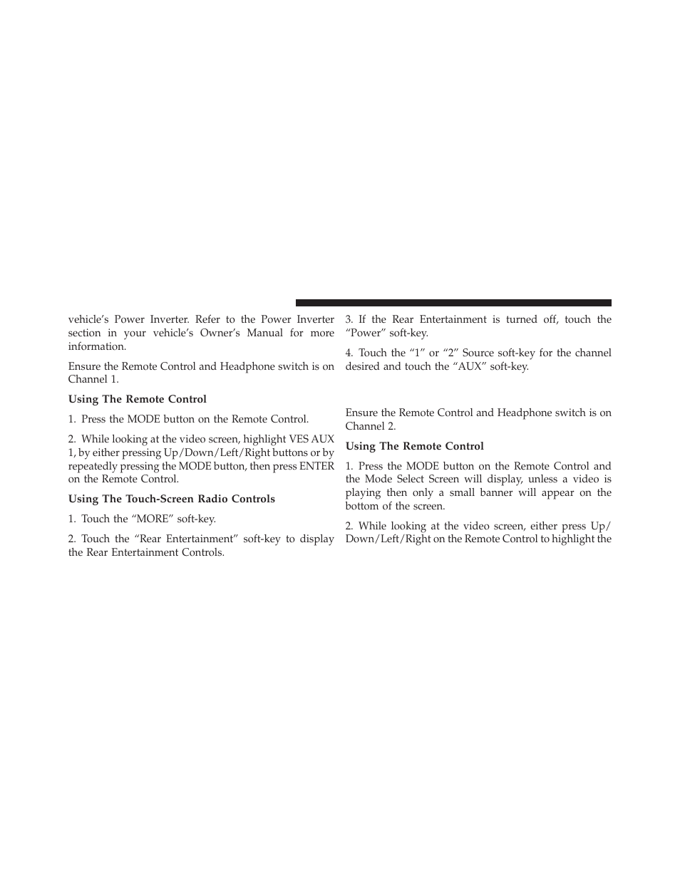 Listen to an audio source on channel 2, While a video is playing on channel 1 | Dodge 2012 Journey - Owner Manual User Manual | Page 324 / 603