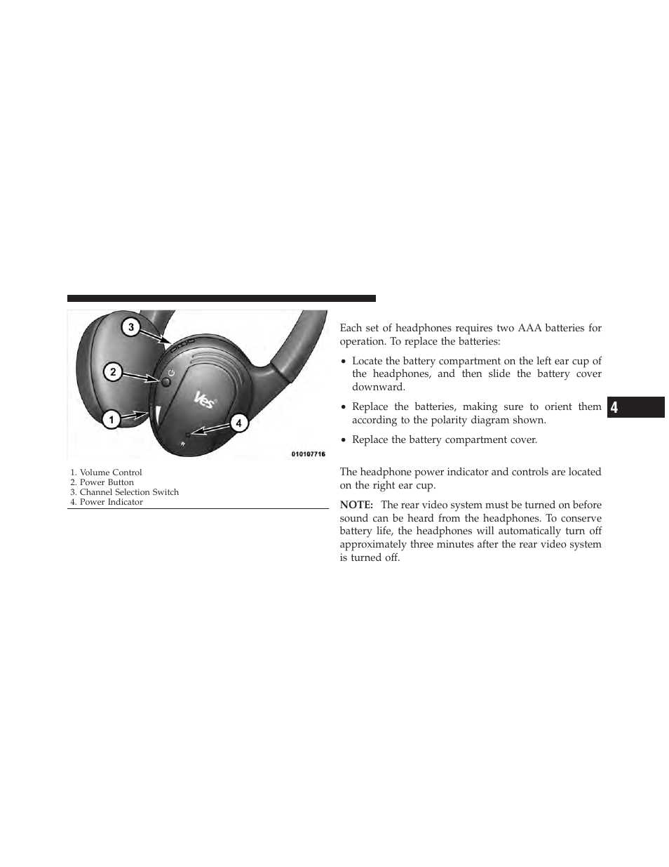 Replacing the headphone batteries, Controls | Dodge 2012 Journey - Owner Manual User Manual | Page 331 / 603