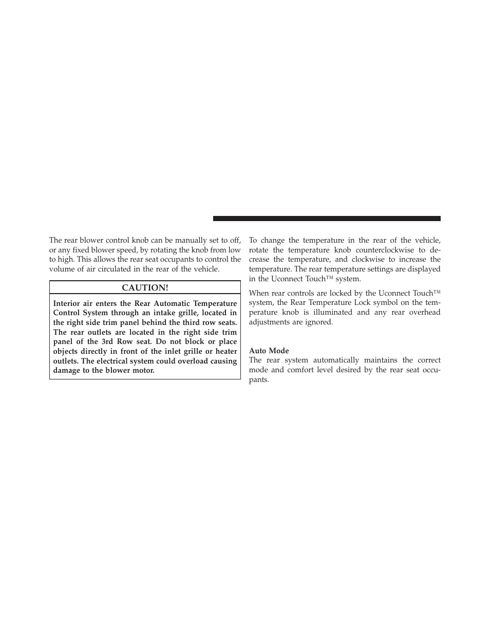 Rear blower control, Rear temperature control, Rear mode control | Dodge 2012 Journey - Owner Manual User Manual | Page 360 / 603