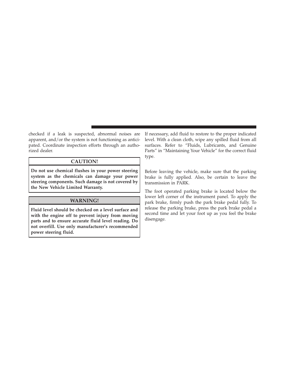 Parking brake | Dodge 2012 Journey - Owner Manual User Manual | Page 398 / 603