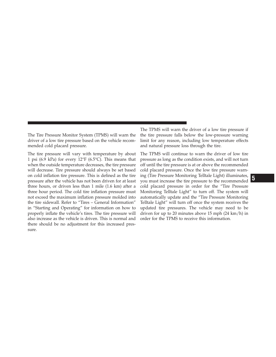 Tire pressure monitor system (tpms) | Dodge 2012 Journey - Owner Manual User Manual | Page 433 / 603