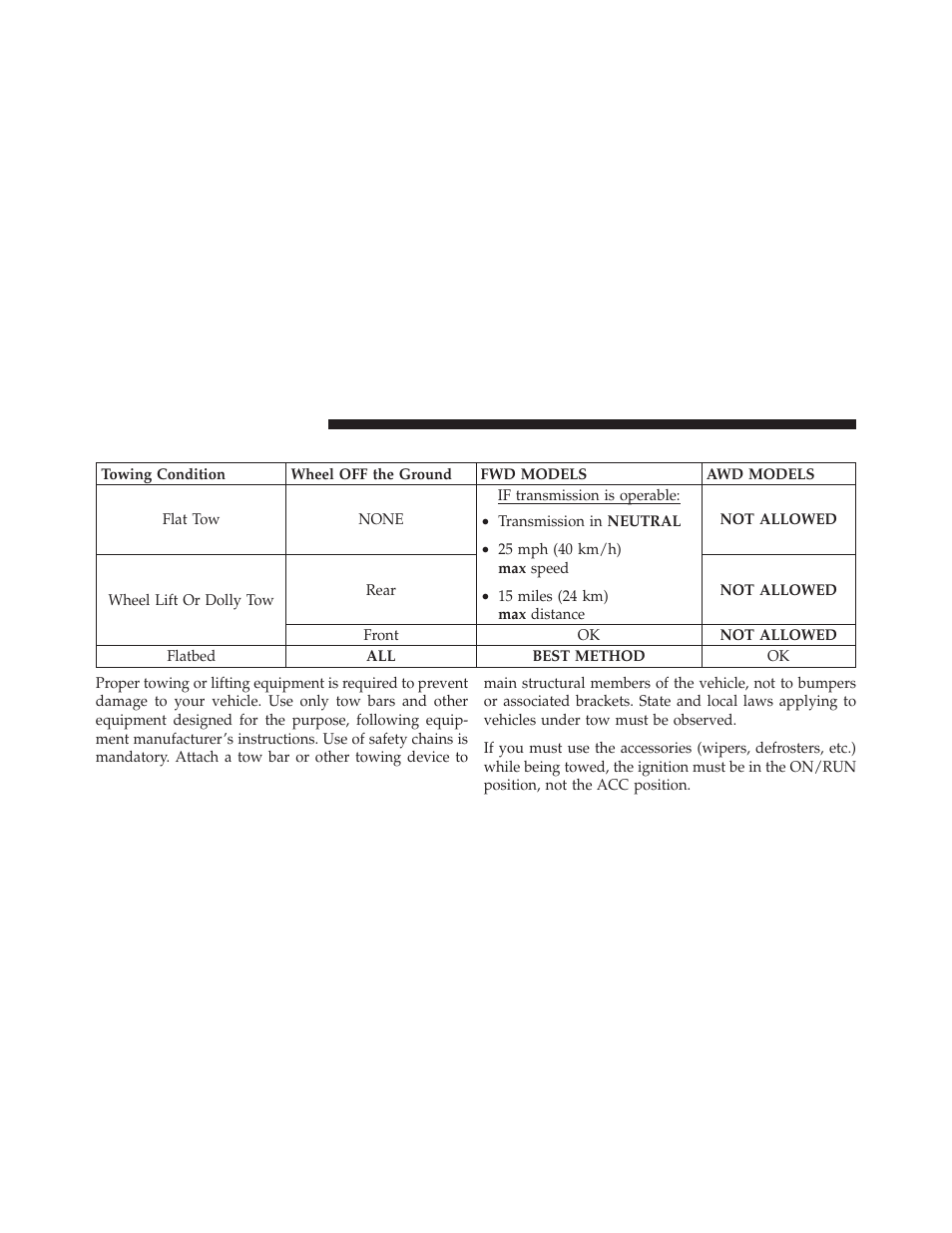Towing a disabled vehicle | Dodge 2012 Journey - Owner Manual User Manual | Page 492 / 603