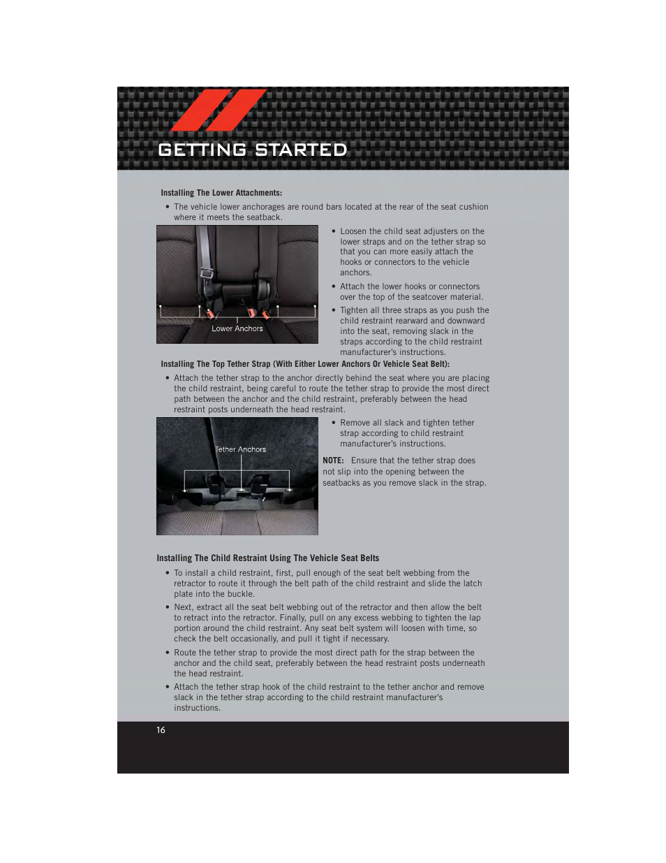 Getting started | Dodge 2012 Journey - User Guide User Manual | Page 18 / 108