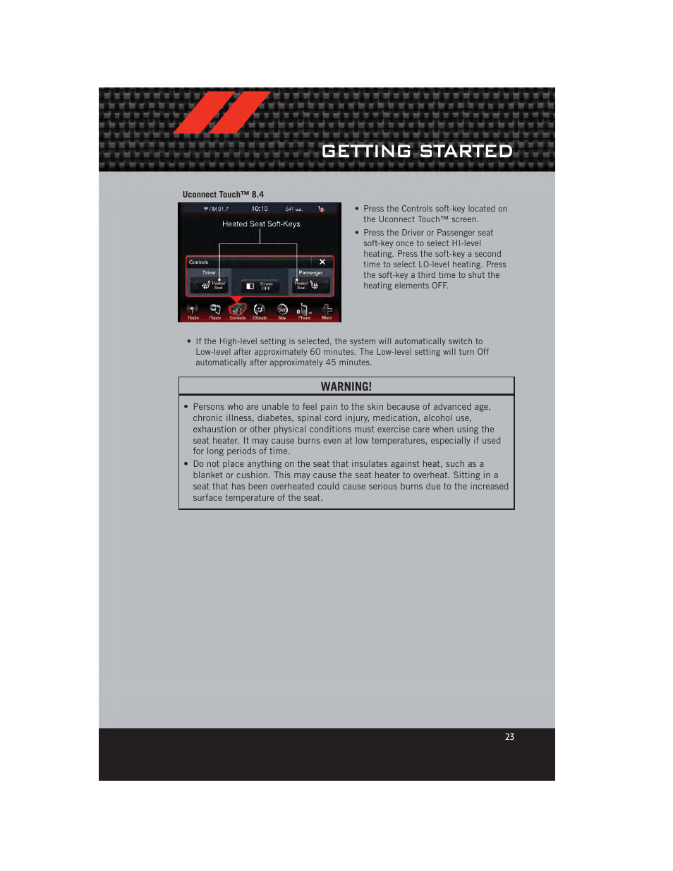 Getting started | Dodge 2012 Journey - User Guide User Manual | Page 25 / 108