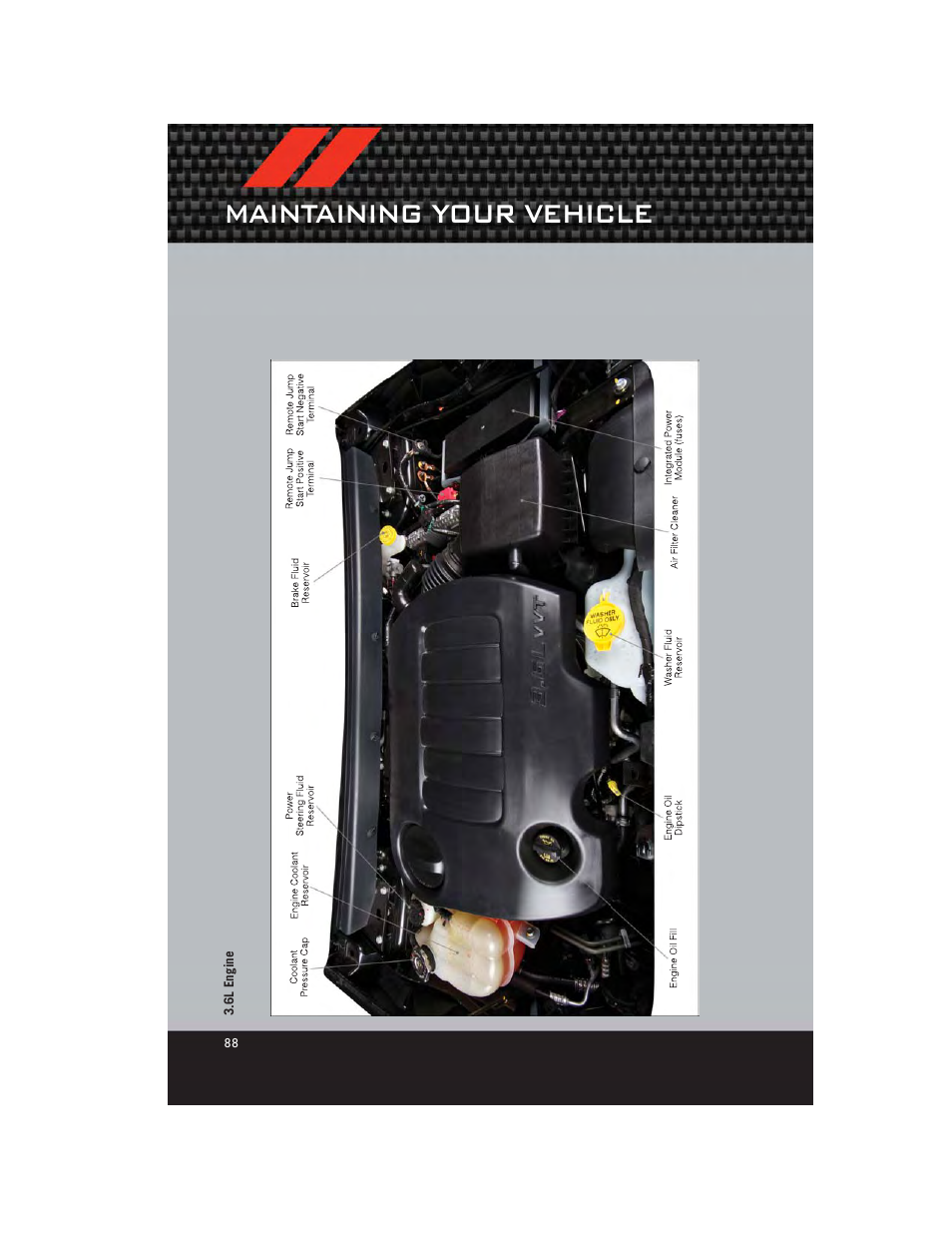 6l engine, Maintaining your vehicle | Dodge 2012 Journey - User Guide User Manual | Page 90 / 108