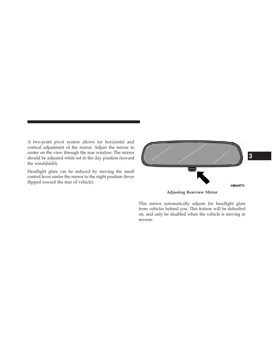 Mirrors, Inside day/night mirror, Automatic dimming mirror — if equipped | Dodge 2013 Dart - Owner Manual User Manual | Page 107 / 604