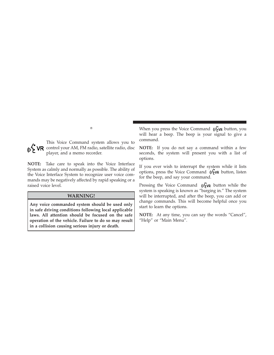 Voice command (uconnectĥ 200), Voice command system operation, Voice command (uconnect௡ 200) | Dodge 2013 Dart - Owner Manual User Manual | Page 182 / 604