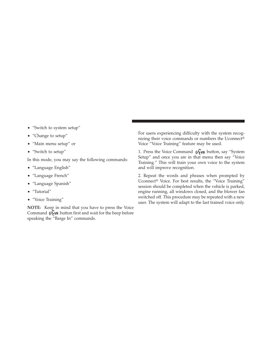 Voice training | Dodge 2013 Dart - Owner Manual User Manual | Page 186 / 604