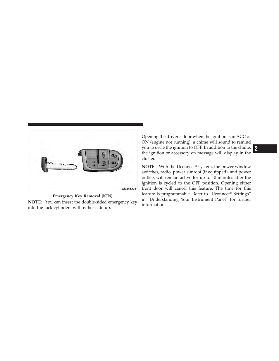 Ignition or accessory on message | Dodge 2013 Dart - Owner Manual User Manual | Page 19 / 604