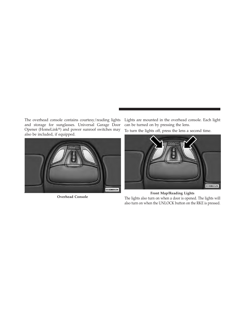Overhead console, Front map/reading lights | Dodge 2013 Dart - Owner Manual User Manual | Page 250 / 604