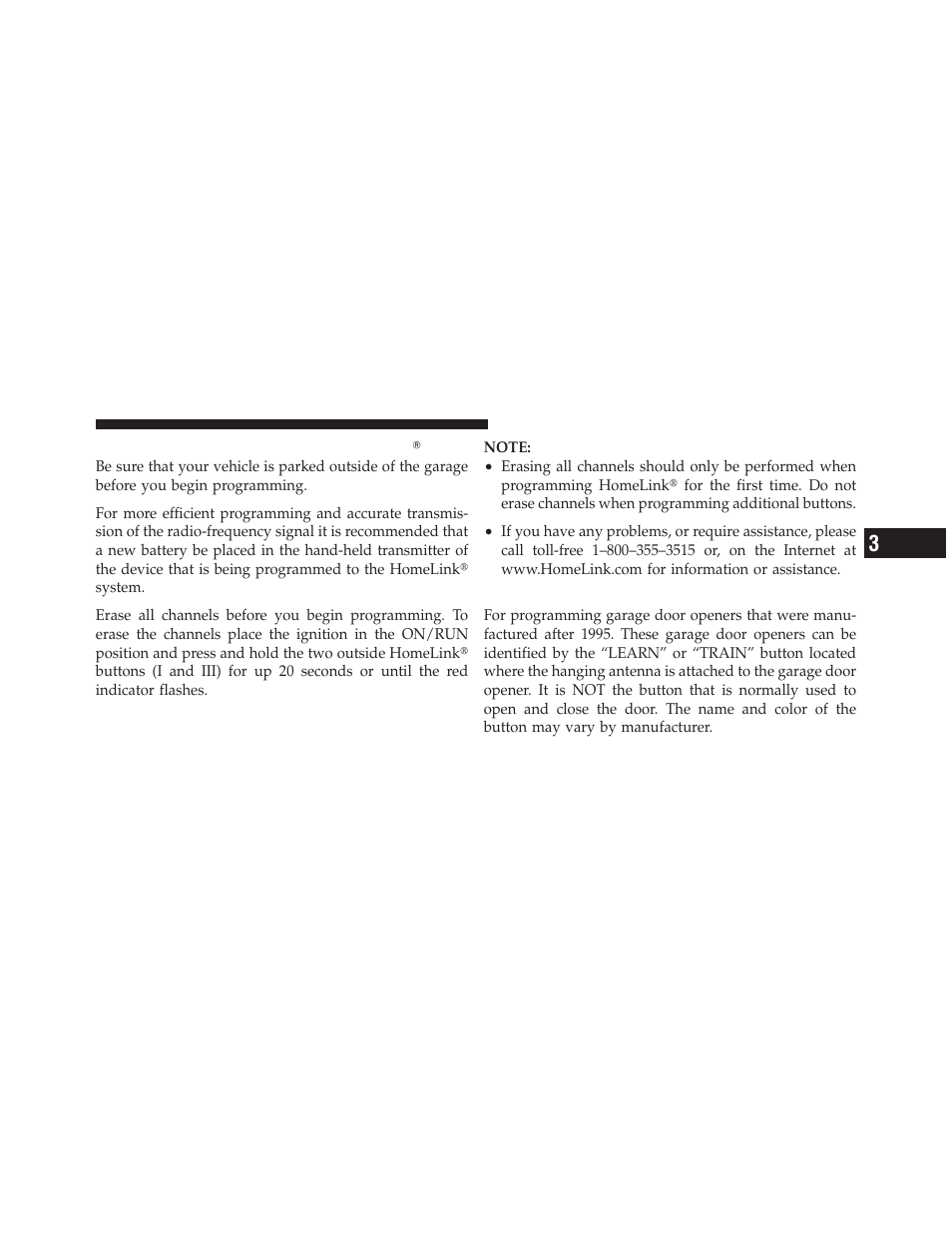 Before you begin programming homelinkĥ, Programming a rolling code, Before you begin programming | Homelink | Dodge 2013 Dart - Owner Manual User Manual | Page 253 / 604