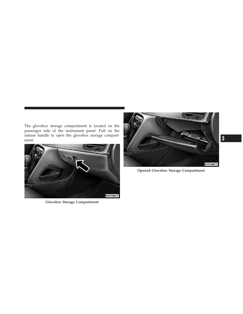 Storage, Glovebox storage | Dodge 2013 Dart - Owner Manual User Manual | Page 269 / 604