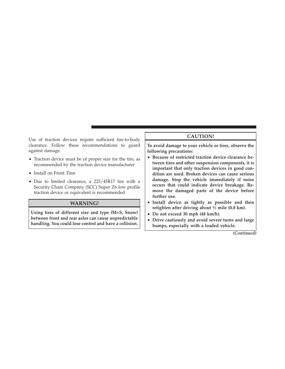 Tire chains (traction devices) | Dodge 2013 Dart - Owner Manual User Manual | Page 448 / 604