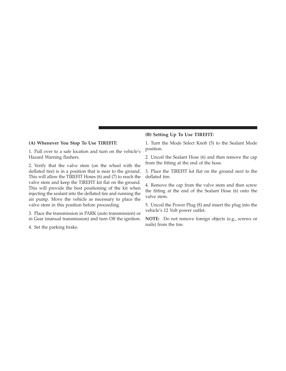 Sealing a tire with tirefit | Dodge 2013 Dart - Owner Manual User Manual | Page 502 / 604