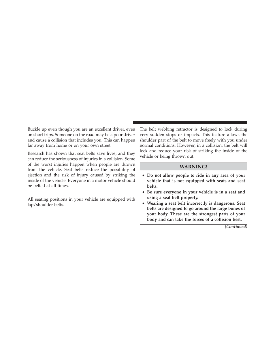 Lap/shoulder belts | Dodge 2013 Dart - Owner Manual User Manual | Page 52 / 604