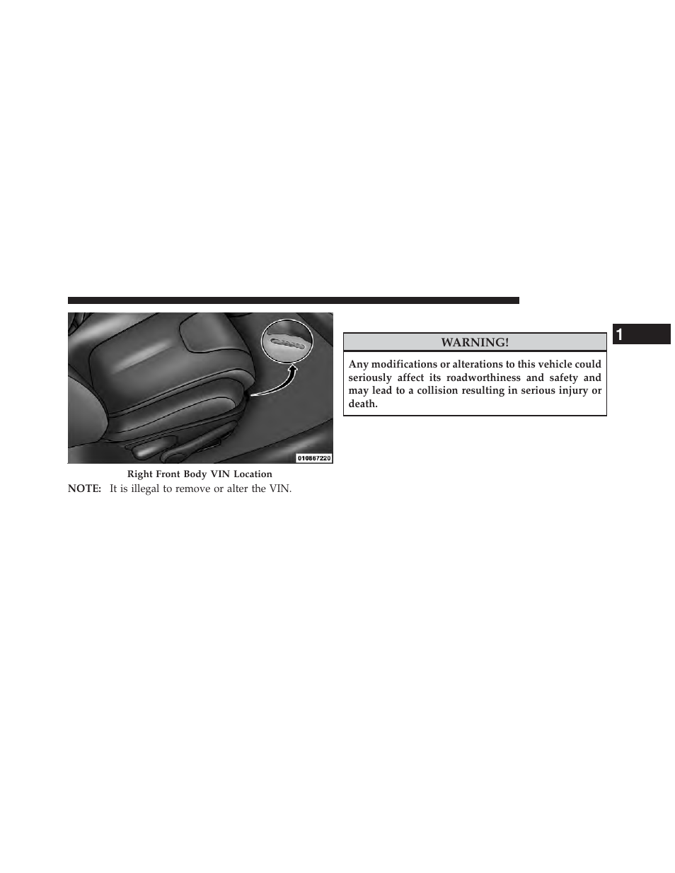 Vehicle modifications/alterations | Dodge 2013 Dart - Owner Manual User Manual | Page 9 / 604