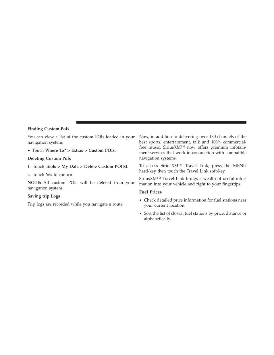 Siriusxm™ travel link, Fuel prices | Dodge 2013 Dart - Uconnect Manual User Manual | Page 113 / 140