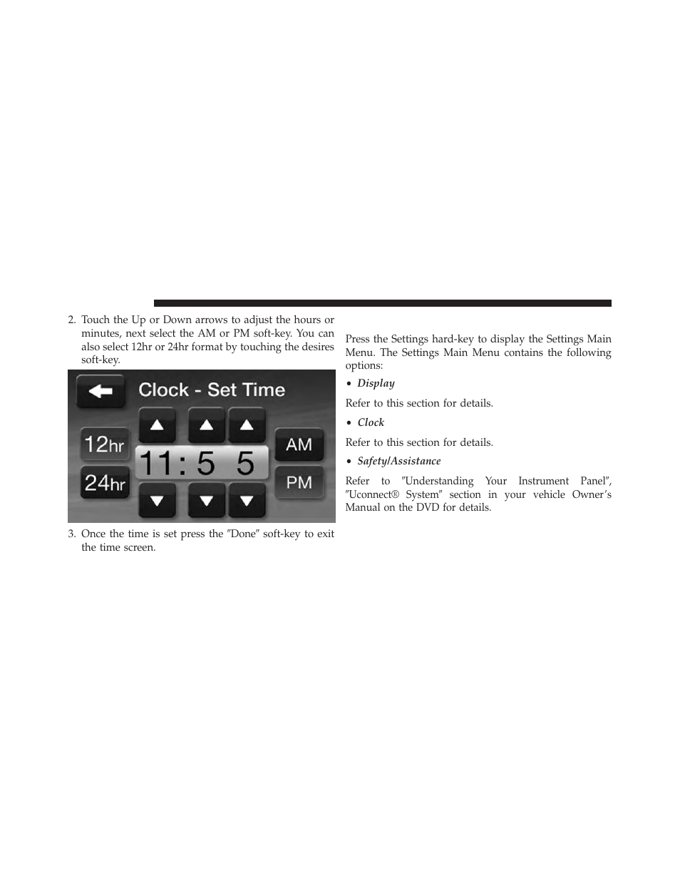 Settings main menu | Dodge 2013 Dart - Uconnect Manual User Manual | Page 33 / 140