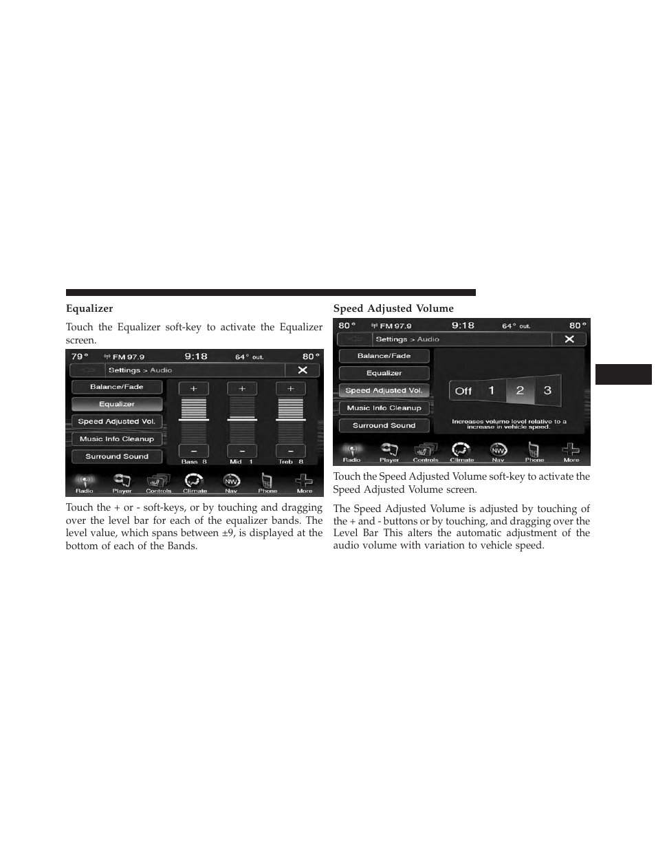 Equalizer, Speed adjusted volume | Dodge 2013 Dart - Uconnect Manual User Manual | Page 56 / 140