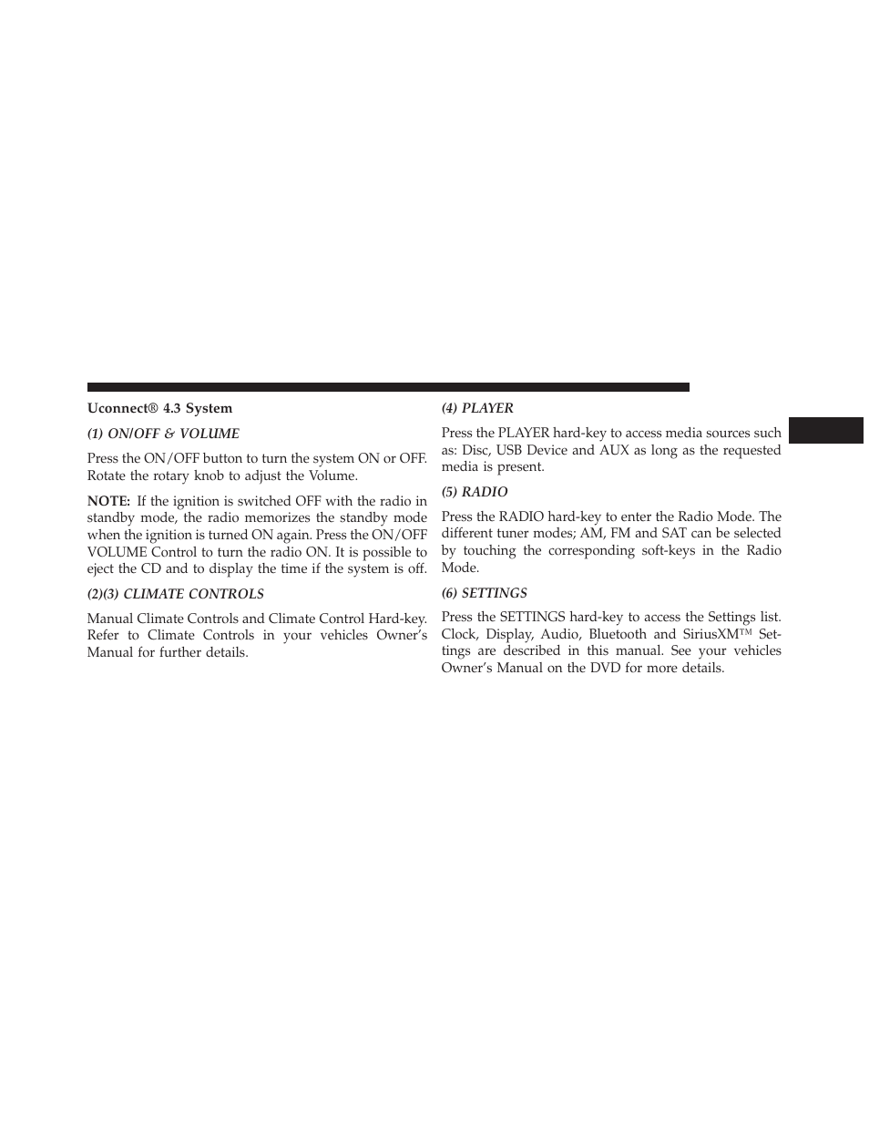 Uconnect® 4.3 system | Dodge 2013 Dart - Uconnect Manual User Manual | Page 6 / 140