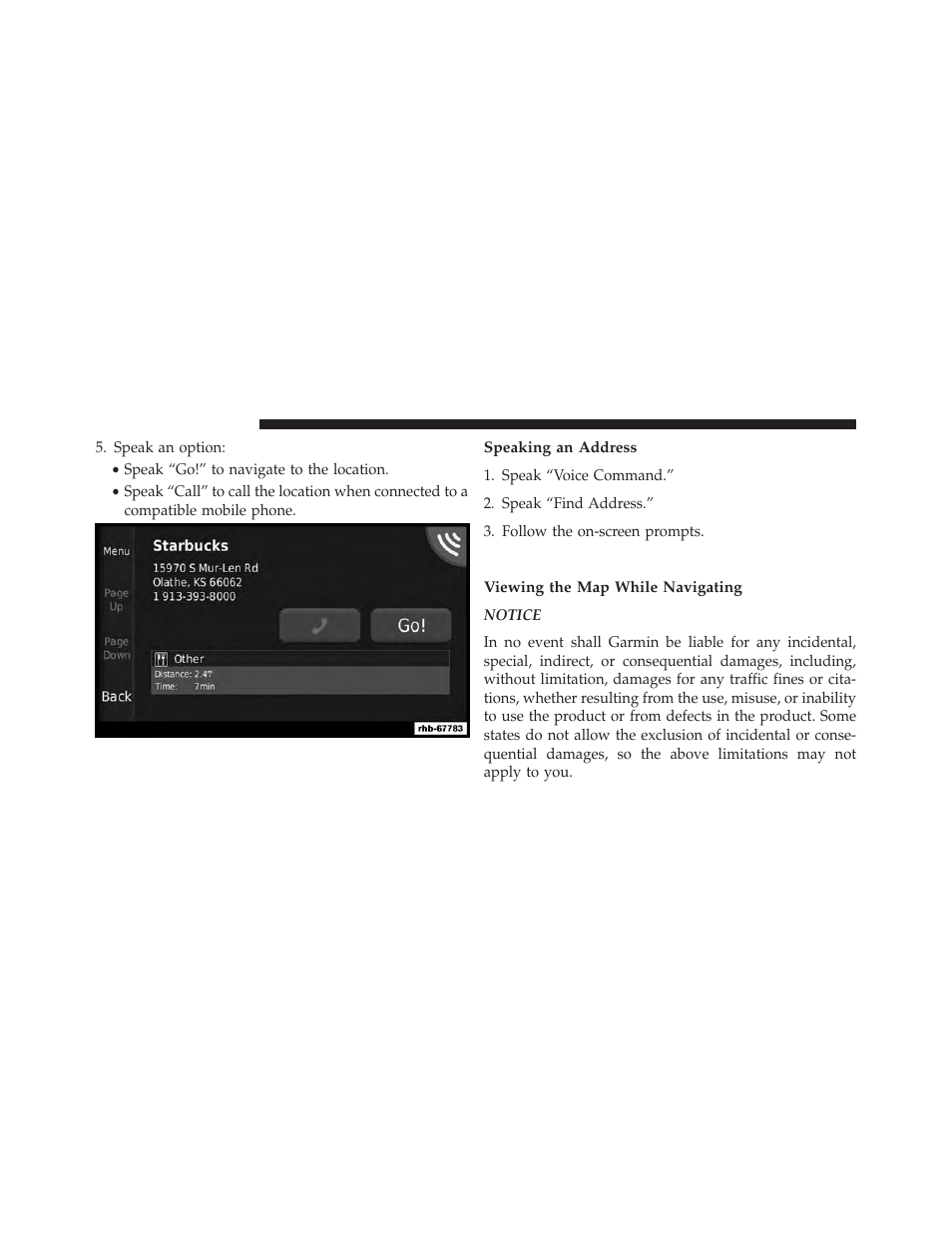 Speaking an address, Viewing the map while navigating | Dodge 2013 Dart - Uconnect Manual User Manual | Page 95 / 140
