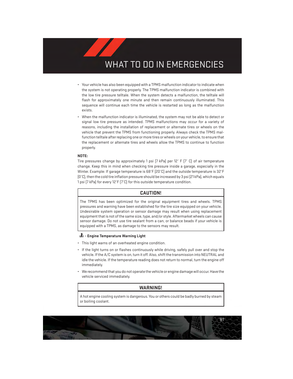 Engine temperature warning light, What to do in emergencies | Dodge 2013 Dart - User Guide User Manual | Page 83 / 132