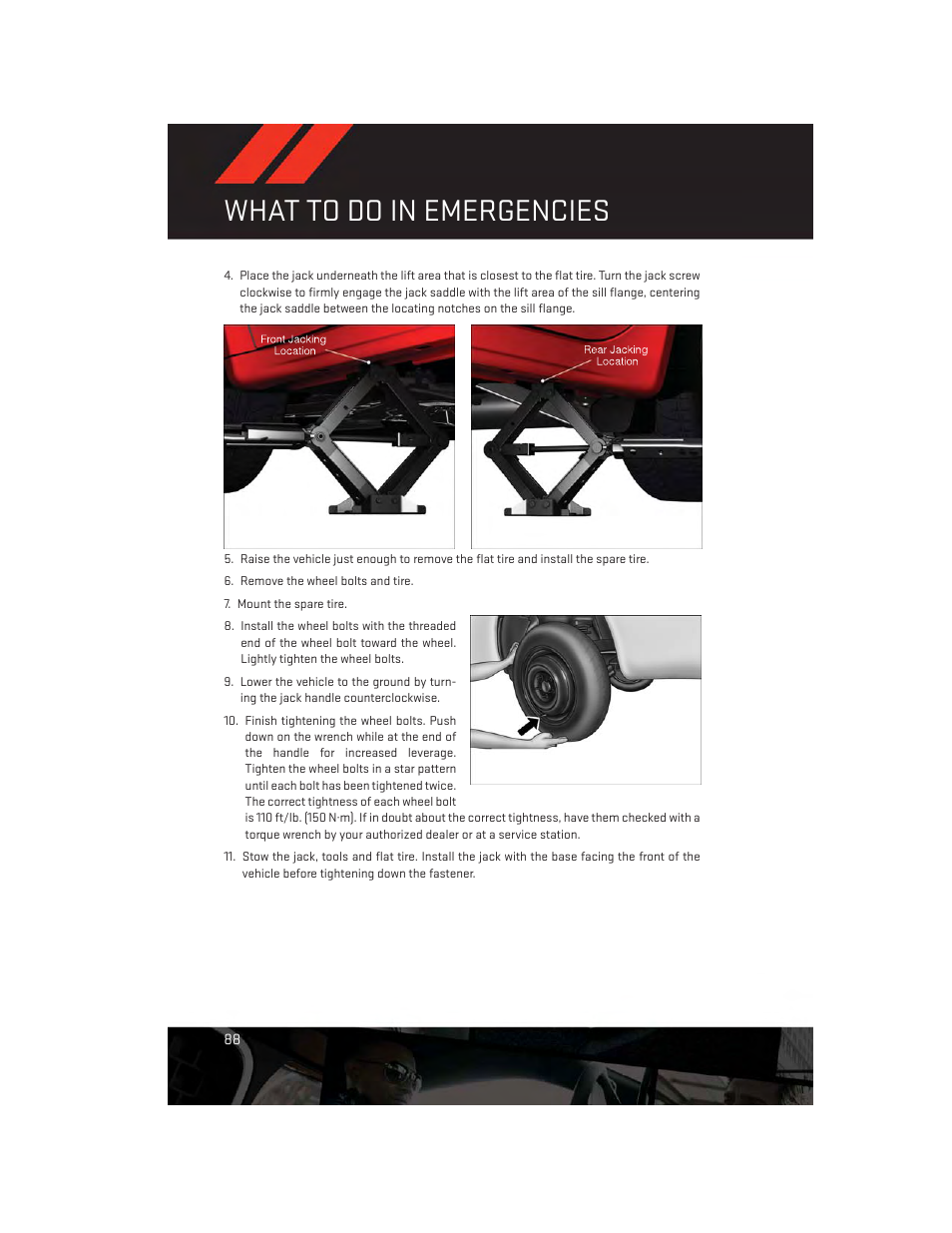 What to do in emergencies | Dodge 2013 Dart - User Guide User Manual | Page 90 / 132