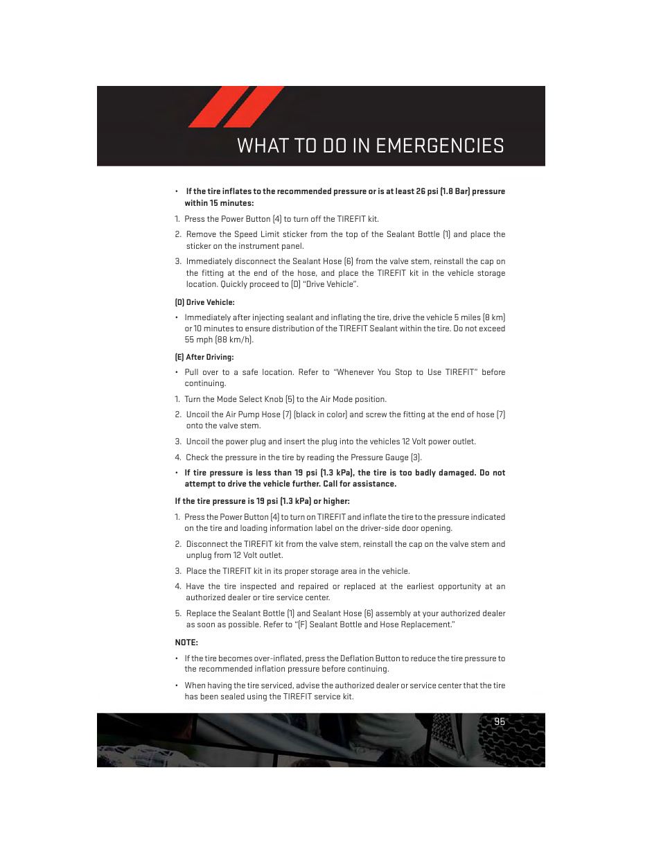 What to do in emergencies | Dodge 2013 Dart - User Guide User Manual | Page 97 / 132