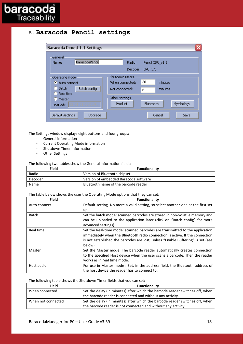 Baracoda pencil settings | Baracoda Bluetooth Headset User Manual | Page 18 / 75