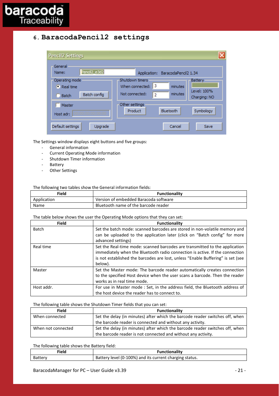 Baracodapencil2 settings | Baracoda Bluetooth Headset User Manual | Page 21 / 75
