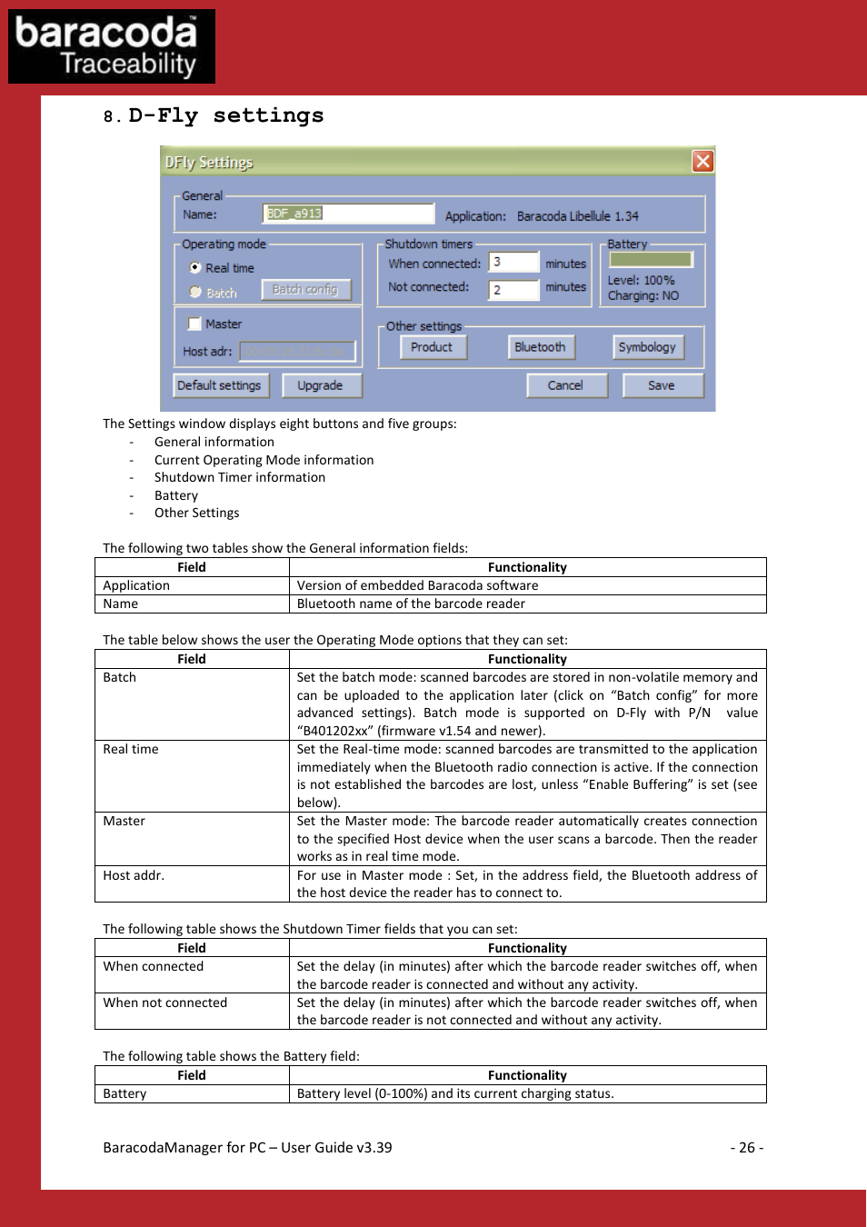 D-fly settings | Baracoda Bluetooth Headset User Manual | Page 26 / 75