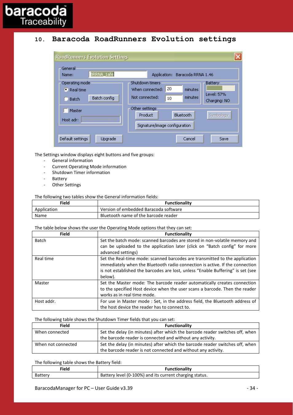 Baracoda roadrunners evolution settings | Baracoda Bluetooth Headset User Manual | Page 34 / 75