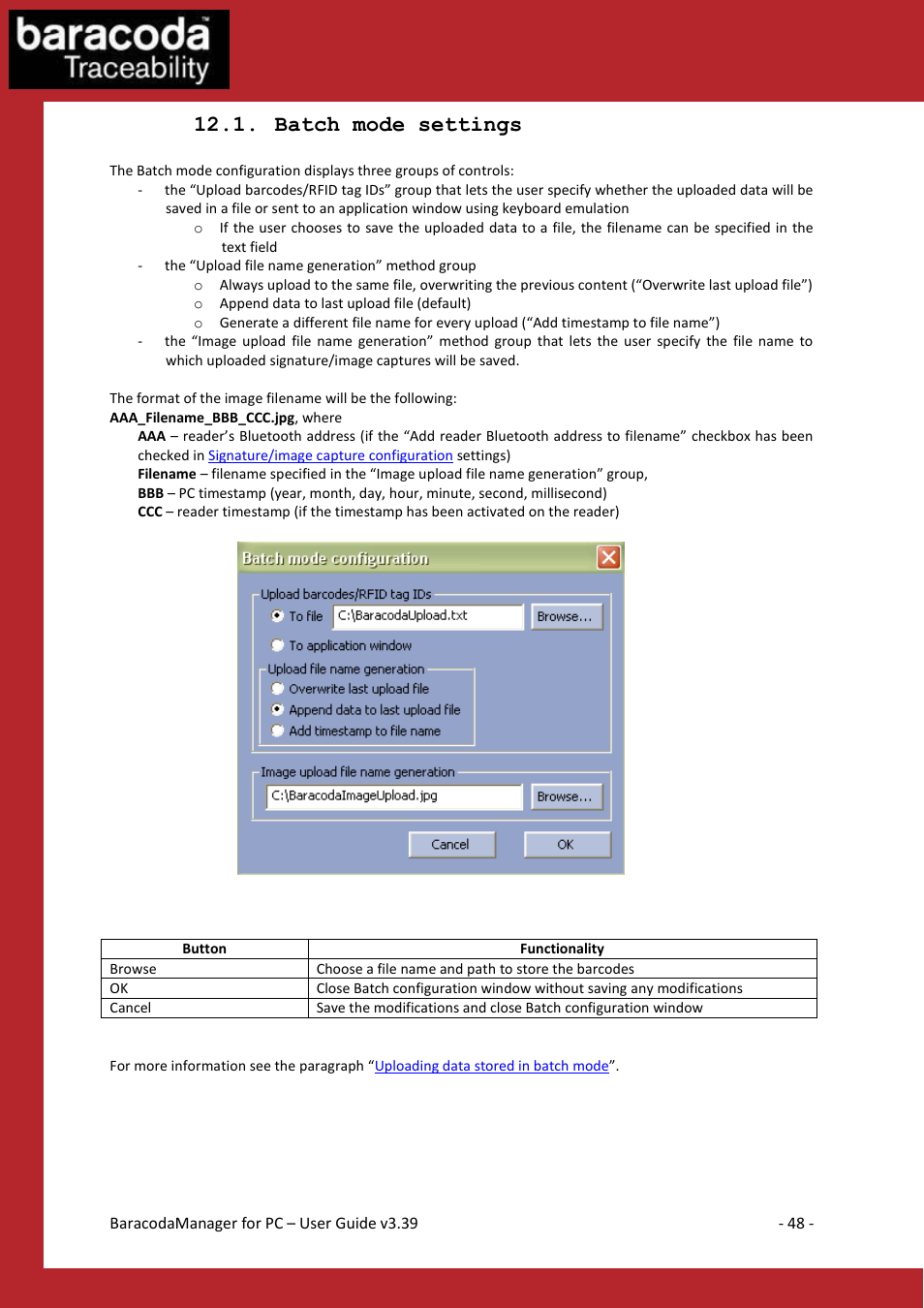 Atch mode settings, Batch mode settings | Baracoda Bluetooth Headset User Manual | Page 48 / 75